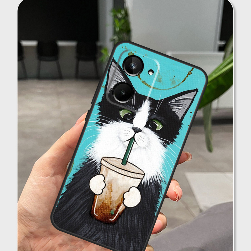 Cute Animal Cat Coffee For Rea - Realme C67 recension och pris