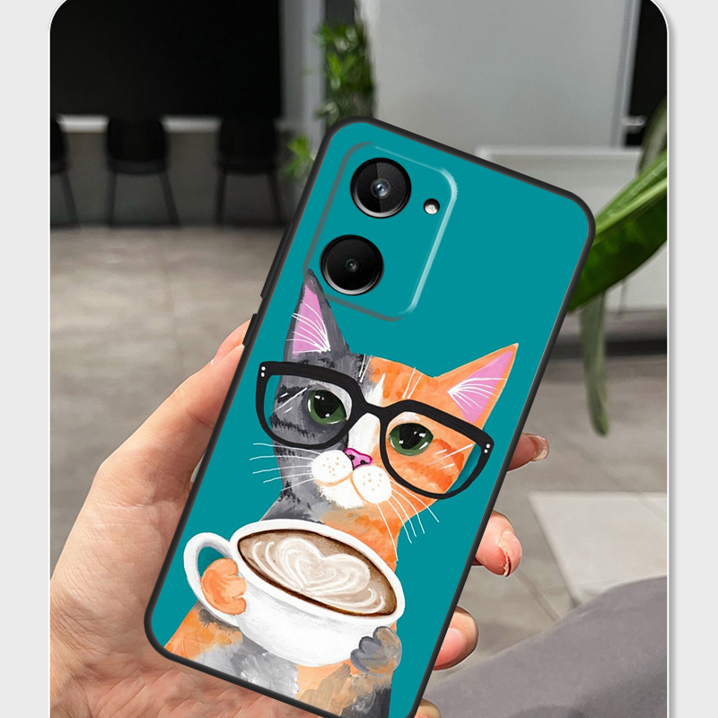 Cute Animal Cat Coffee For Rea - Realme C67 recension och pris